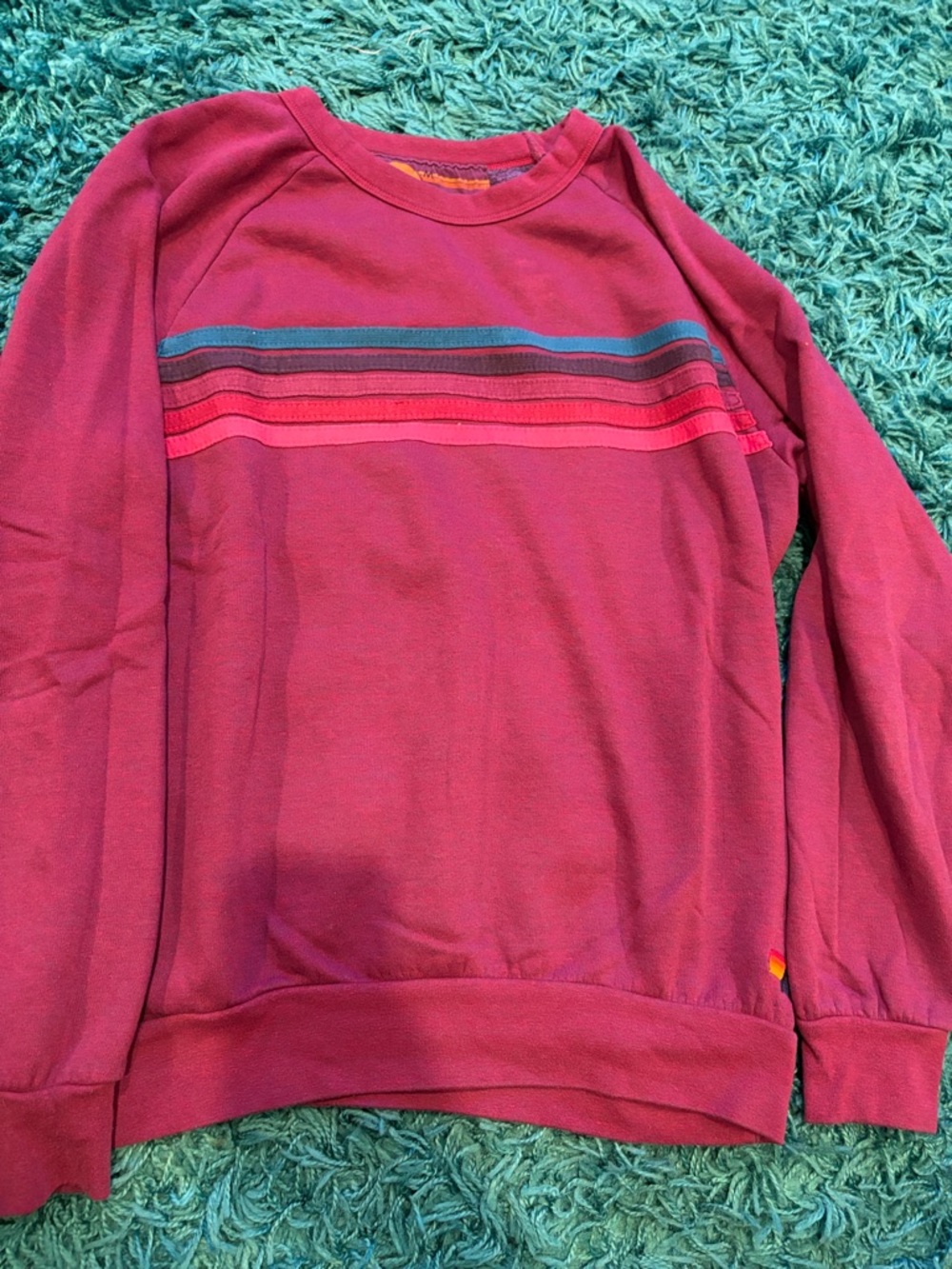 Aviator Nation Magenta Crewneck with Multistripe Chest